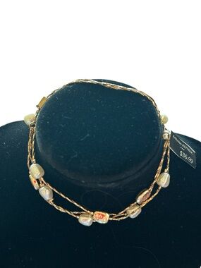 Banana Republic Adjustable Bracelet with Faux Pearls and Gold Beads NWT